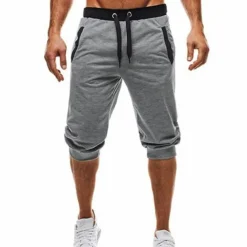 Men's Sweat Shorts Running Shorts Capri Pants Patchwork Drawstring Plain Daily Holiday Going out Streetwear Basic Black Light Grey Micro-elastic