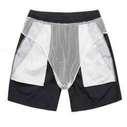 Men's Sweat Shorts Shorts Sport Daily Quick Dry Comfortable Pocket Drawstring Elastic Waist Plain Short Gymnatics Casual Activewear Black Navy Blue Micro-elastic