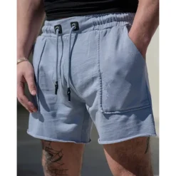 Men's Sweat Shorts Shorts Bermuda shorts Drawstring Elastic Waist Plain Comfort Sports Short Daily Running Gym Fashion Athleisure Black Blue Micro-elastic