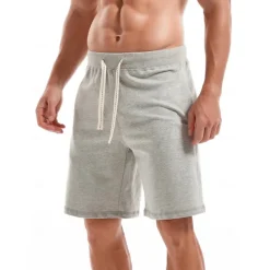 Men's Sweat Shorts Shorts Workout Shorts Casual Shorts Pocket Drawstring Elastic Waist Plain Comfort Breathable Knee Length Casual Daily Holiday Sports Fashion Smoky gray Black Micro-elastic