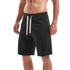 Men's Sweat Shorts Shorts Workout Shorts Casual Shorts Pocket Drawstring Elastic Waist Plain Comfort Breathable Knee Length Casual Daily Holiday Sports Fashion Smoky gray Black Micro-elastic