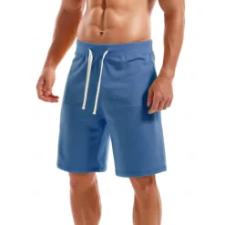 Men's Sweat Shorts Shorts Workout Shorts Casual Shorts Pocket Drawstring Elastic Waist Plain Comfort Breathable Knee Length Casual Daily Holiday Sports Fashion Smoky gray Black Micro-elastic