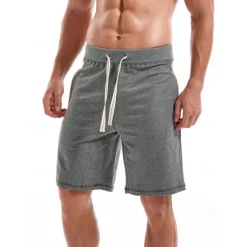 Men's Sweat Shorts Shorts Workout Shorts Casual Shorts Pocket Drawstring Elastic Waist Plain Comfort Breathable Knee Length Casual Daily Holiday Sports Fashion Smoky gray Black Micro-elastic