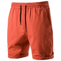 Men's Sweat Shorts Shorts Bermuda shorts Drawstring Elastic Waist Plain Comfort Sports Knee Length Yoga Casual Daily Fashion Athleisure Orange Micro-elastic