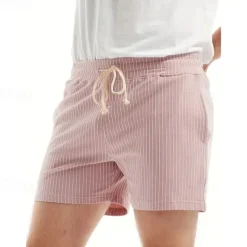 Men's Sweat Shorts Shorts Summer Shorts 3 inch Shorts Pocket Drawstring Elastic Waist Stripe Comfort Short Sports Outdoor Daily Going out Fashion Casual Black Pink Micro-elastic