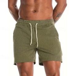 Men's Sweat Shorts Shorts Summer Shorts 3 inch Shorts Pocket Drawstring Elastic Waist Stripe Comfort Short Sports Outdoor Daily Going out Fashion Casual Black Pink Micro-elastic