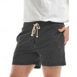 Men's Sweat Shorts Shorts Summer Shorts 3 inch Shorts Pocket Drawstring Elastic Waist Stripe Comfort Short Sports Outdoor Daily Going out Fashion Casual Black Pink Micro-elastic