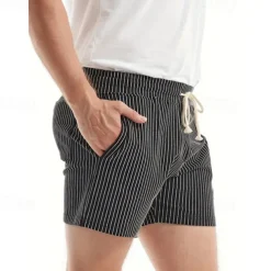 Men's Sweat Shorts Shorts Summer Shorts 3 inch Shorts Pocket Drawstring Elastic Waist Stripe Comfort Short Sports Outdoor Daily Going out Fashion Casual Black Pink Micro-elastic