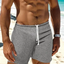 Men's Sweat Shorts Shorts Bermuda shorts Drawstring Elastic Waist Plain Comfort Sports Short Yoga Daily Gym Athleisure White Khaki Micro-elastic