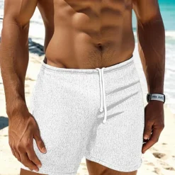 Men's Sweat Shorts Shorts Bermuda shorts Drawstring Elastic Waist Plain Comfort Sports Short Yoga Daily Gym Athleisure White Khaki Micro-elastic