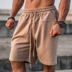 Men's Sweat Shorts Shorts Bermuda shorts Drawstring Elastic Waist Plain Comfort Sports Knee Length Outdoor Daily Fashion Streetwear Black Khaki Micro-elastic