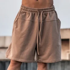 Men's Sweat Shorts Shorts Bermuda shorts Drawstring Elastic Waist Plain Comfort Sports Knee Length Outdoor Daily Fashion Streetwear Black Khaki Micro-elastic