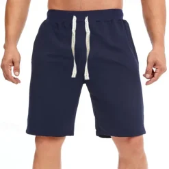 Men's Sweat Shorts Shorts Summer Shorts Beach Shorts Pocket Drawstring Elastic Waist Plain Comfort Breathable Short Holiday Vacation Beach Sports Fashion Black White