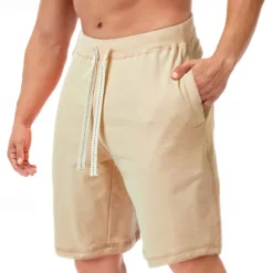 Men's Sweat Shorts Shorts Summer Shorts Beach Shorts Pocket Drawstring Elastic Waist Plain Comfort Breathable Short Holiday Vacation Beach Sports Fashion Black White