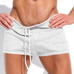 Men's Sweat Shorts Shorts Bermuda shorts Drawstring Elastic Waist Plain Comfort Sports Short Yoga Daily Gym Fashion Athleisure White Light Grey Micro-elastic