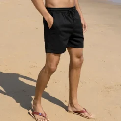 Men's Sweat Shorts Summer Shorts Beach Shorts Pocket Drawstring Elastic Waist Plain Comfort Breathable Short Outdoor Sports Classic Casual Black White Micro-elastic