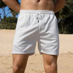 Men's Sweat Shorts Summer Shorts Beach Shorts Pocket Drawstring Elastic Waist Plain Comfort Breathable Short Outdoor Sports Classic Casual Black White Micro-elastic