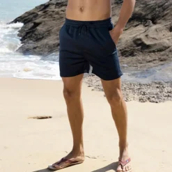 Men's Sweat Shorts Summer Shorts Beach Shorts Pocket Drawstring Elastic Waist Plain Comfort Breathable Short Outdoor Sports Classic Casual Black White Micro-elastic