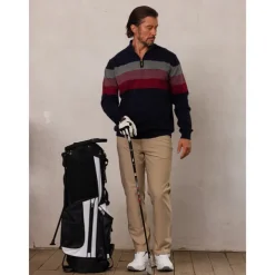 Men's Sweater Black Navy Blue Green Long Sleeve Thermal Warm Top Color Block Fall Winter Golf Attire Clothes Outfits Wear Apparel