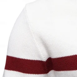 Men's Sweater Pullover Sweater Jumper Knitwear Ribbed Knit Regular Tops Turndown Casual Daily Clothing Apparel Spring & Fall White Green S M L