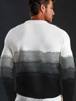Men's Sweater Pullover Sweater Jumper Knit Regular Ombre Crew Neck Knitwear Elegant Formal Anniversary Clothing Apparel Fall Winter Black M L XL