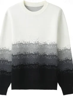 Men's Sweater Pullover Sweater Jumper Knit Regular Ombre Crew Neck Knitwear Elegant Formal Anniversary Clothing Apparel Fall Winter Black M L XL