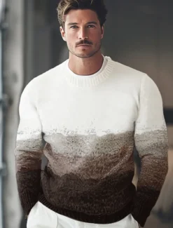 Men's Sweater Pullover Sweater Jumper Knit Regular Ombre Crew Neck Knitwear Elegant Formal Anniversary Clothing Apparel Fall Winter Black M L XL