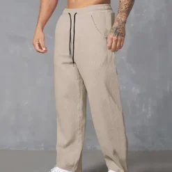 Men's Sweatpants Corduroy Pants Trousers Casual Pants Pocket Elastic Waist Drawstring Plain Comfort Sports Outdoor Daily Fashion Casual Black White Micro-elastic