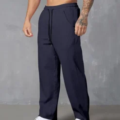 Men's Sweatpants Corduroy Pants Trousers Casual Pants Pocket Elastic Waist Drawstring Plain Comfort Sports Outdoor Daily Fashion Casual Black White Micro-elastic