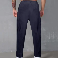 Men's Sweatpants Corduroy Pants Trousers Casual Pants Pocket Elastic Waist Drawstring Plain Comfort Sports Outdoor Daily Fashion Casual Black White Micro-elastic