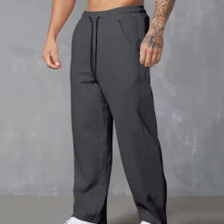 Men's Sweatpants Corduroy Pants Trousers Casual Pants Pocket Elastic Waist Drawstring Plain Comfort Sports Outdoor Daily Fashion Casual Black White Micro-elastic