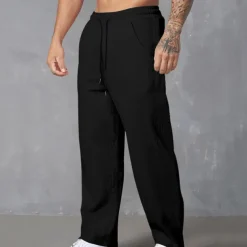 Men's Sweatpants Corduroy Pants Trousers Casual Pants Pocket Elastic Waist Drawstring Plain Comfort Sports Outdoor Daily Fashion Casual Black White Micro-elastic