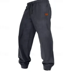 Men's Sweatpants Joggers Corduroy Pants Trousers Casual Pants Drawstring Elastic Waist Plain Comfort Soft Full Length Outdoor Casual Daily Sports Fashion Dark Khaki Black