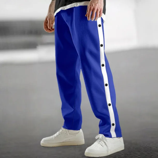 Men's Sweatpants Joggers Tear Away Pants Trousers Straight Leg Sweatpants Drawstring Elastic Waist Side Button Plain Comfort Breathable Full Length Outdoor Daily Going out Fashion Casual Black Blue