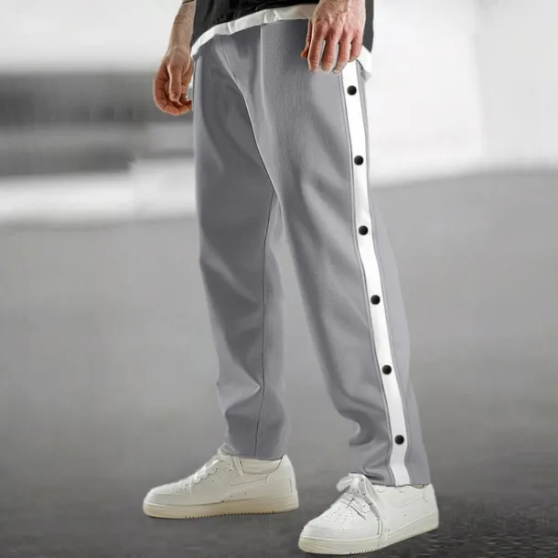 Men's Sweatpants Joggers Tear Away Pants Trousers Straight Leg Sweatpants Drawstring Elastic Waist Side Button Plain Comfort Breathable Full Length Outdoor Daily Going out Fashion Casual Black Blue