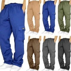 Men's Sweatpants Joggers Trousers Cargo Sweatpants Pocket Plain Comfort Breathable Outdoor Daily Going out Fashion Casual Dark Khaki Black