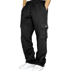 Men's Sweatpants Joggers Trousers Cargo Sweatpants Pocket Plain Comfort Breathable Outdoor Daily Going out Fashion Casual Dark Khaki Black