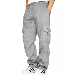 Men's Sweatpants Joggers Trousers Cargo Sweatpants Pocket Plain Comfort Breathable Outdoor Daily Going out Fashion Casual Dark Khaki Black