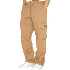 Men's Sweatpants Joggers Trousers Cargo Sweatpants Pocket Plain Comfort Breathable Outdoor Daily Going out Fashion Casual Dark Khaki Black