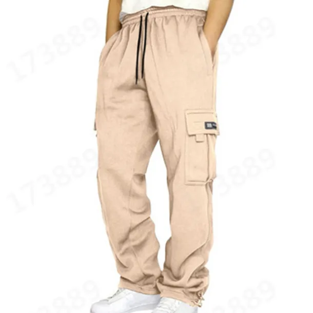 Men's Sweatpants Joggers Trousers Cargo Sweatpants Pocket Plain Comfort Breathable Outdoor Daily Going out Fashion Casual Dark Khaki Black