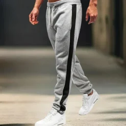 Men's Sweatpants Joggers Trousers Casual Pants Drawstring Side Stripe Elastic Waist Plain Comfort Warm Full Length Outdoor Casual Daily Sports Fashion Black-White Black-Red