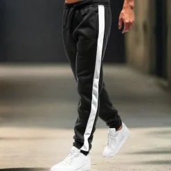 Men's Sweatpants Joggers Trousers Casual Pants Drawstring Side Stripe Elastic Waist Plain Comfort Warm Full Length Outdoor Casual Daily Sports Fashion Black-White Black-Red