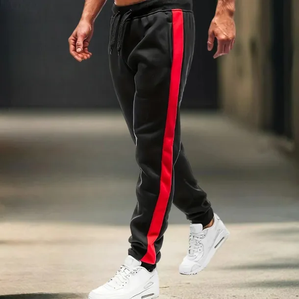 Men's Sweatpants Joggers Trousers Casual Pants Drawstring Side Stripe Elastic Waist Plain Comfort Warm Full Length Outdoor Casual Daily Sports Fashion Black-White Black-Red