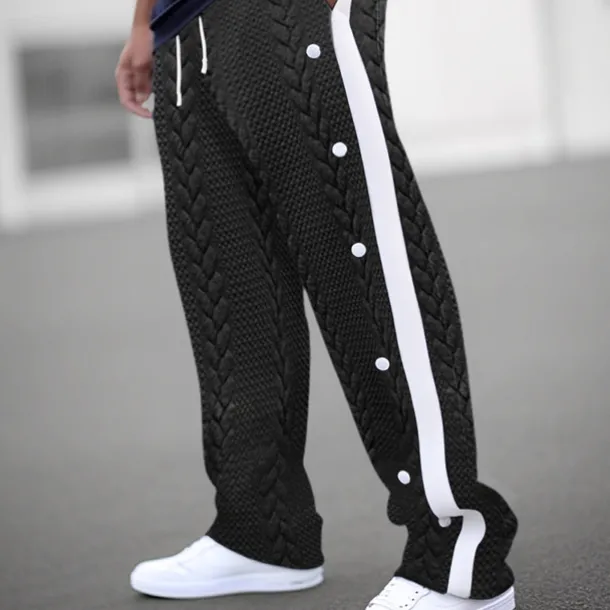 Men's Sweatpants Joggers Trousers Drawstring Elastic Waist Side Button Patchwork Comfort Breathable Casual Daily Holiday Sports Fashion Black White