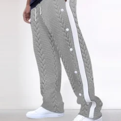 Men's Sweatpants Joggers Trousers Drawstring Elastic Waist Side Button Patchwork Comfort Breathable Casual Daily Holiday Sports Fashion Black White