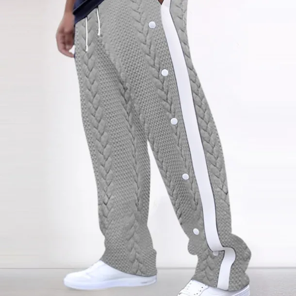 Men's Sweatpants Joggers Trousers Drawstring Elastic Waist Side Button Patchwork Comfort Breathable Casual Daily Holiday Sports Fashion Black White