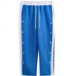 Men's Sweatpants Joggers Trousers Drawstring Elastic Waist Side Button Patchwork Comfort Breathable Casual Daily Holiday Sports Fashion Black White