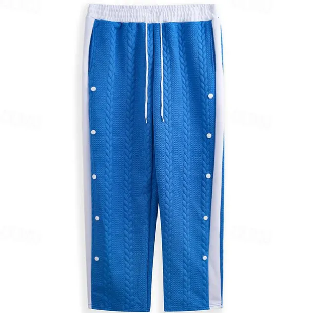 Men's Sweatpants Joggers Trousers Drawstring Elastic Waist Side Button Patchwork Comfort Breathable Casual Daily Holiday Sports Fashion Black White