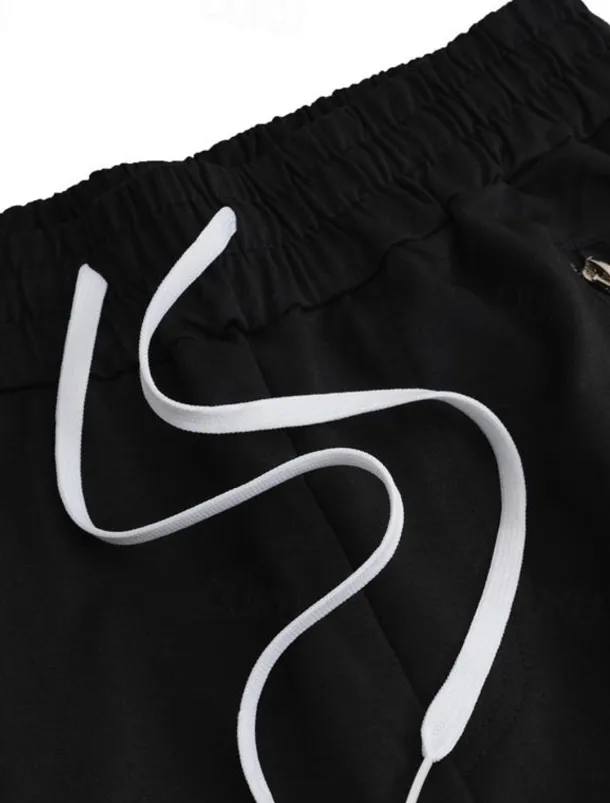 Men's Sweatpants Joggers Tapered pants Trousers Drawstring Elastic Waist Zipper Pocket Color Block Comfort Casual Daily Holiday Sports Stylish Black-White White & Blue Micro-elastic