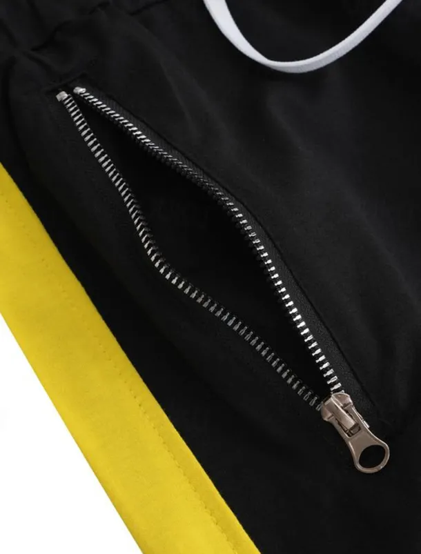 Men's Sweatpants Joggers Tapered pants Trousers Drawstring Elastic Waist Zipper Pocket Color Block Comfort Casual Daily Holiday Sports Stylish Black-White White & Blue Micro-elastic